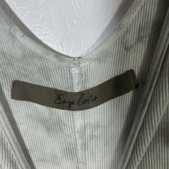 Enza Costa Silk Blend Ribbed Tank Midi Dress in Vapor Ionic Gray Sz L Tie Dye - Picture 10 of 14